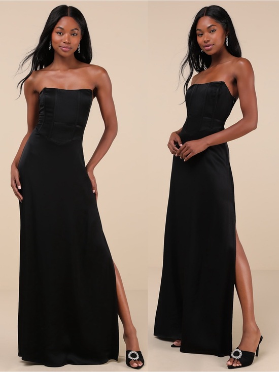 Lulus Dresses & Skirts - LULUS Satin Strapless Bustier Sweetheart Neck Whimsigoth Princesscore‎ Gown XL